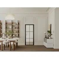 Vente-unique Tür-Set - wendbar - Aluminium & Sicherheitsglas - 204 x 83 cm - Schwarz - SEROTO