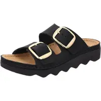 Rohde Damen Pantolette Leder Zweischnaller mit Plateausohle Alassio 6229, Größe:37 EU, Farbe:Schwarz