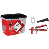 Rubi 3958, Delta Level System Kit 2 mm (3-12 mm), Set beinhaltet: 1 x Zange, 100 Kabelbinder und 100 x wiederverwendbare Nivellierkeile, System