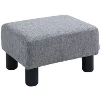 STILVORA Fußhocker Leinen Grau 40x30x24 cm, gepolstert, bis 110 kg