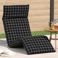 vidaXL Möbel Sonnenliege Klappbar Schwarz Karomuster 175x54x8,5 cm - Gartenliegen CC4495