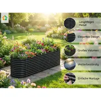 Prestige Home Living Outdoor Hochbeet Stahl Oval L 320 x 80 x 80 Anthrazit
