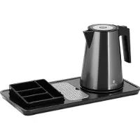 Royal Catering Hotel Willkommensset Wasserkocher mit Ablage 1,2 l 1800 W schwarz