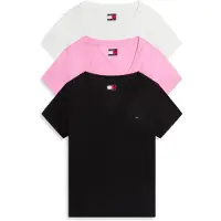 Tommy Hilfiger 3-pack V-neck Tee Black/ecru/pink Daisy Größe: M | Hemden Outlet | Damen | Schwarz