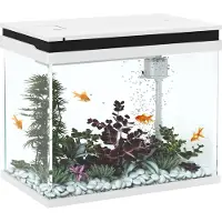 PawHut 41 Liter Glas-Aquarium mit Filtersystem, LED-Lichtern, Wasserpumpe, Weiß