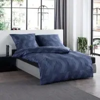 Fleuresse Interlock Jersey Bettwäsche Black Premium Beja blau 155x200 cm + 80x80 cm - blau