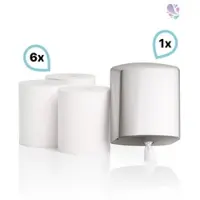 Blanc HYGIENIC SET: Wisch- und Putzpapierspender für Innenabrollung + 6 Rollen, 2-lagig, 150m je Rolle, 100% Zellstoff, perforiert