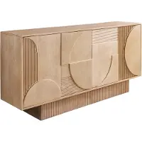Riess Sideboard ART DECO 170cm weiß massives Mangoholz gekälkt 3D-Front geometrisch