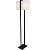 Invicta riess-ambiente Stehlampe COLLEEN 160cm schwarz weiß Stoffschirm Metallgestell rechteckig minimalistisch