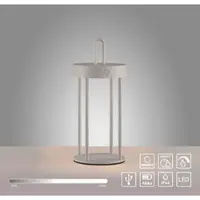 JUST LIGHT Akku Tischleuchte ANSELM, 1x LED-Board/1,50Watt/2700Kelvin, IP44, Greige