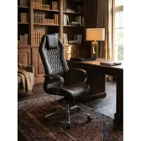 KADIMA DESIGN Bürostuhl MONTEREY Echt-Leder Braun Schreibtischstuhl 120KG Chefsessel hohe Rückenlehne mit Kopfstütze X-XL
