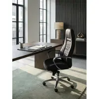 KADIMA DESIGN Bürostuhl AUSTIN Echt-Leder Schwarz Schreibtischstuhl 120KG Chefsessel hohe Rückenlehne mit Kopfstütze X-XL