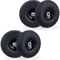 Relaxdays 4x Sackkarrenrad, pannensichere Vollgummireifen, 4.10/3.50-4", Stahlfelge, bis 150 kg, 260x85 mm, schwarz