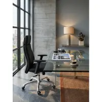KADIMA DESIGN Bürostuhl PORTO Echt-Leder Schwarz ergonomisch mit Kopfstütze, Design Chefsessel Schreibtischstuhl ergonomisch mit Wippfunktion, Drehstuhl mit Armlehnen X-XL 120 kg