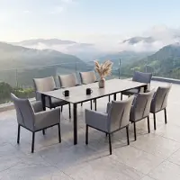 CLEMENTO STERN Gartenmöbel-Set 9tlg. PENTA Ausziehtisch 200/250x100cm mit Sunbrella Stühle