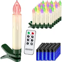 Monzana LED Weihnachtsbaumkerzen Kabellos 30er Set Bunt mit Batterie Timer Christbaumkerzen Tannenbaumkerzen Lichterkette Weihnachtsbaum Beleuchtung