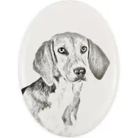 Art-Dog Harrier - Gedenktafel mit einem Foto eines Hundes, Grabplatte mit Druck, personalisierte ovale Platte der Marke