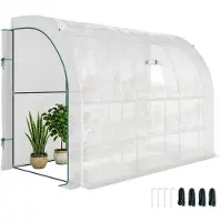 Outsunny Gewächshaus mit Regale, Fenster, winterfest Foliengewächshaus aus Stahl