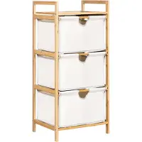 Lixada Wäschekorb-Organizer mit 3-stufiger ausziehbarer Schublade, Aufbewahrungsbox, Regal, Griff, großes Fassungsvermögen, für Bad, Schlafzimmer, Wohnzimmer, weiß