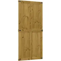 Syfax Scheunentür, platzsparend, für Innenbereich, aus massivem Kiefernholz, gewachst, 90 x 210 cm, Honigbraun, Serie Corona