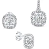 Brilio Silver Shiny silver jewelry set with zircons SET217W