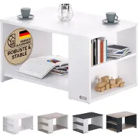 Casaria Couchtisch mit Stauraum Weiß
