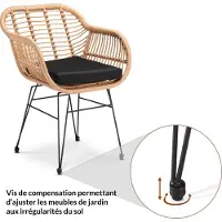 Casaria Gartenstühle 2er Set Polyrattan inkl. Auflage Armlehne Metall Wetterfest Verstellbar Outdoor Modern Garten Terrasse Balkon Gartensessel Stuhl