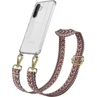 EAZY CASE Samsung Galaxy A26 Chain Eyelets Slim Neck Strap Set Zig Zag Berry - light Pink 10 Metall Gold