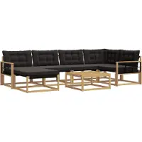 vidaXL Outdoor-Sofagarnitur 7 stk. Weiß und Schwarz Massivholz Akazie