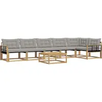 vidaXL Outdoor-Sofagarnitur 7 pcs Weiß und Hellgrau 79 x 79 x 37 cm