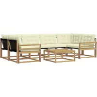 vidaXL Outdoor-Sofagarnitur 7 stk. Weiß und Creme