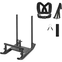 Vevor Gewichtsschlitten Kraftschlitten Krafttrainingsschlitten zur Verbesserung der Geschwindigkeit bei sportlichen Übungen, Fitnessgerät mit Griff, kompatibel mit 25/51 mm Gewichtsscheiben Schwarz