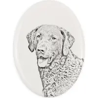 Art-Dog Chesapeake Bay Retriever - Gedenktafel mit einem Foto eines Hundes, Grabplatte mit Druck, personalisierte ovale Platte der Marke