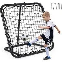 Costway Fußball Rebounder Klappbar, Rückprallwand mit 4 verstellbarem Winkel, Metallrahmen & Erdspieße, Rebound Netz für Fußball, Kickback Tor