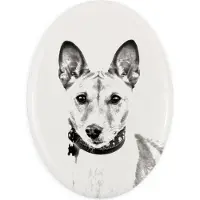 Art-Dog Basenji, Kongo-Terrier - Gedenktafel mit einem Foto eines Hundes, Grabplatte mit Druck, personalisierte ovale Platte der Marke