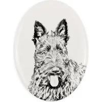 Art-Dog Schottischer Terrier, Scottish terrier - Gedenktafel mit einem Foto eines Hundes, Grabplatte mit Druck, personalisierte ovale Platte der Marke