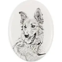 Art-Dog Baskischer Schäferhund, Pastor Vasco - Gedenktafel mit einem Foto eines Hundes, Grabplatte mit Druck, personalisierte ovale Platte der Marke