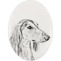 Art-Dog Saluki, Persischer Windhund I - Gedenktafel mit einem Foto eines Hundes, Grabplatte mit Druck, personalisierte ovale Platte der Marke