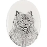 Art-Dog Keeshond, Wolfsspitz, Deutsche Spitze - Gedenktafel mit einem Foto eines Hundes, Grabplatte mit Druck, personalisierte ovale Platte der Marke