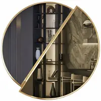 AEA Elegantes rundes Spiegel mit goldener Akzenttrennlinie im Design