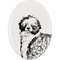Art-Dog Portugiesischer Wasserhund - Gedenktafel mit einem Foto eines Hundes, Grabplatte mit Druck, personalisierte ovale Platte der Marke