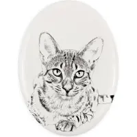 Art-Dog Ägyptische Mau Katze - Gedenktafel mit einem Foto einer Katze, Grabplatte mit Druck, personalisierte ovale Platte der Marke