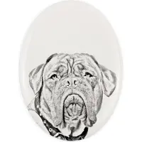 Art-Dog Bordeauxdogge, Dogue de Bordeaux - Gedenktafel mit einem Foto eines Hundes, Grabplatte mit Druck, personalisierte ovale Platte der Marke