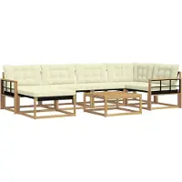 vidaXL Outdoor-Sofagarnitur 7 stk. Weiß und Creme Massivholz Akazie