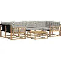 vidaXL Outdoor-Sofagarnitur 7 Stk. Weiß und Hellgrau