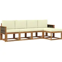 vidaXL Outdoor-Sofagarnitur 5 stk. Natur und Creme Polyester