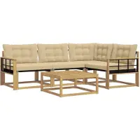 vidaXL Outdoor-Sofagarnitur 5 stk. Weiß und Beige