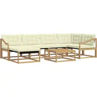 vidaXL Outdoor-Sofagarnitur 7 stk. Weiß und Creme Massivholz Akazie