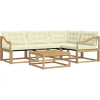vidaXL Outdoor-Sofagarnitur 5 stk. Weiß und Creme