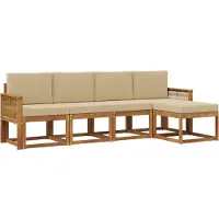 vidaXL Outdoor-Sofagarnitur 5 stk. Natur und Beige Polyester